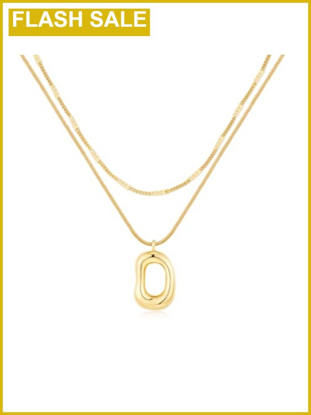 18K gold plated layered necklace set dainty choker snake chain pendant